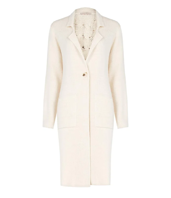 Rinascimento cappotto panna donna Belted Waist Overcoat