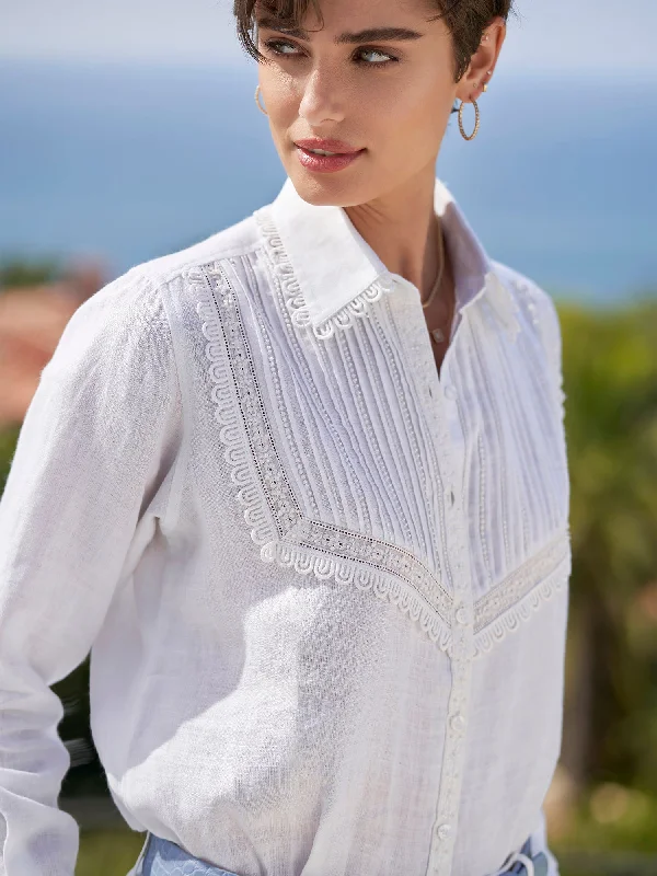 Elena Lace Linen Shirt Slim Fit Blouse