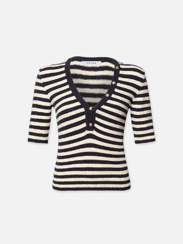 Femme Mariner Sweater -- Navy Multi Subtle Shimmer Blouse