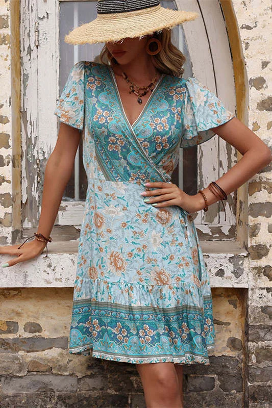 Floral Print Summer Midi Dress peekaboo tank top