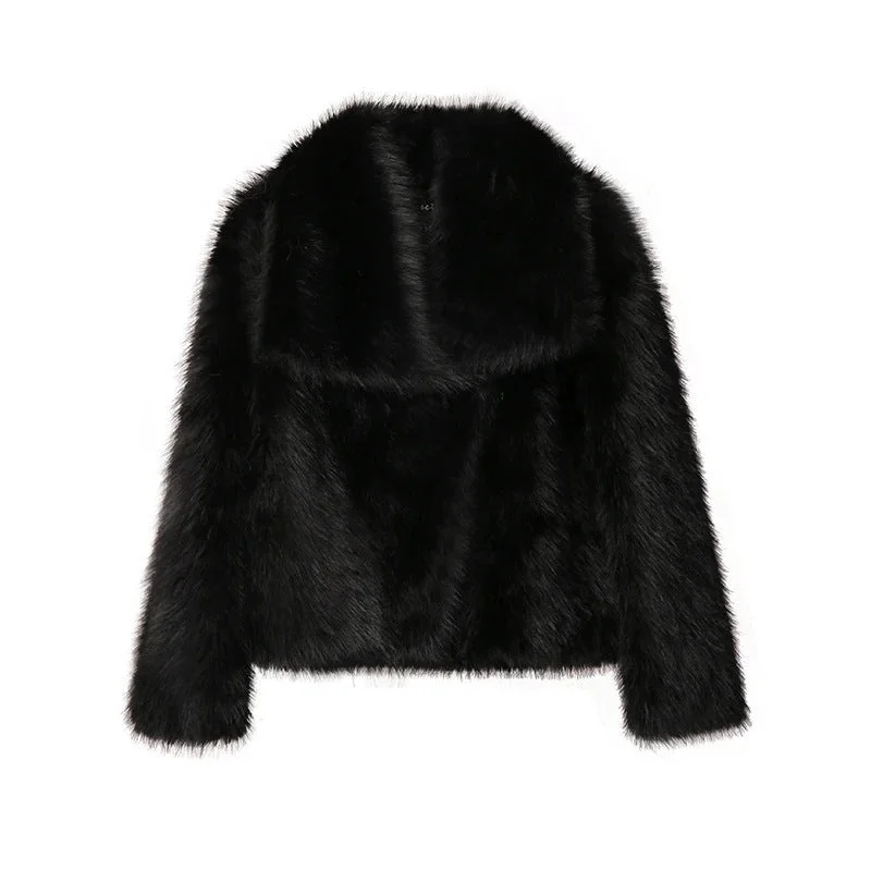 Faux Fur Loose Fitted Fur Jacket Relaxed Office Overcoat