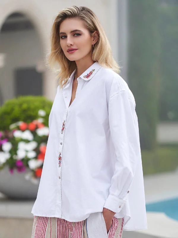 Gesine Embroidered Shirt Sweetheart Neck Blouse