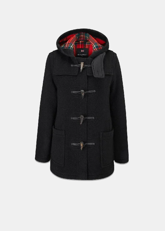 Short Slim Fit Duffle Black Royal Stewart Classic Wool Overcoat