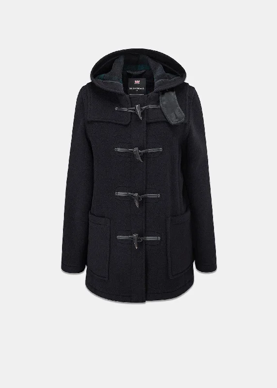 Short Slim Fit Duffle Navy Black Watch Structured Blazer Coat