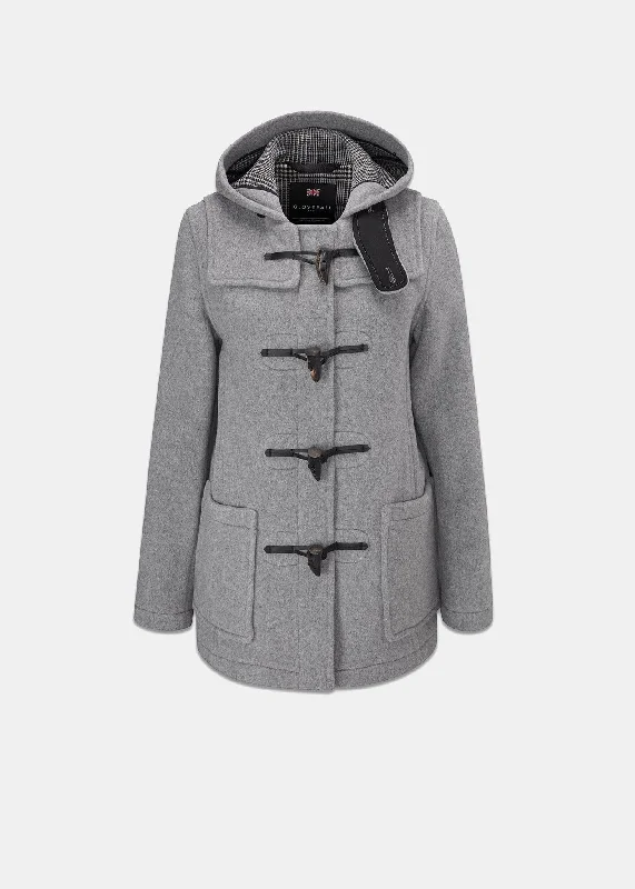 Short Slim Fit Duffle Silver Prince of Wales Layered Look Overcoat