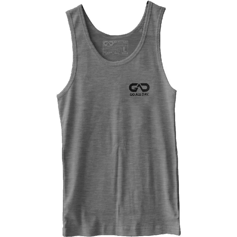 GO ALL DAY® Unisex Tank (Heather Grey) Small Logo strapless tank top