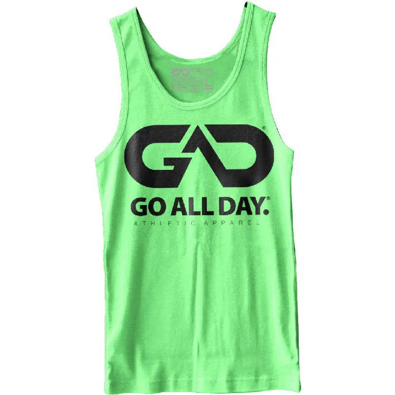 GO ALL DAY® Unisex Tank (Neon Heather Green) off shoulder tank