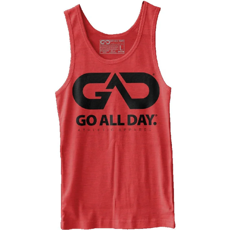 GO ALL DAY® Unisex Tank (Heather Red) one shoulder tank
