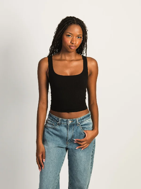 HARLOW ESSENTIAL LUXE TANK TOP - BLACK yoga tank top