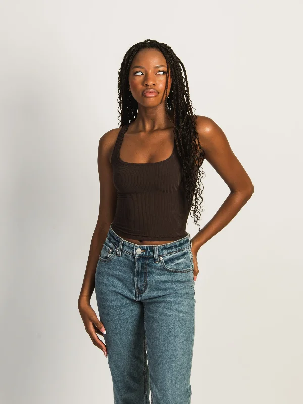 HARLOW ESSENTIAL LUXE TANK TOP - CHOCOLATE cute tank top