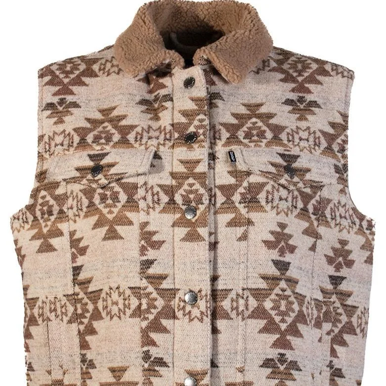 Hooey Women's Aztec Sherpa Vest in Cream & Tan Classic Tailored Vest