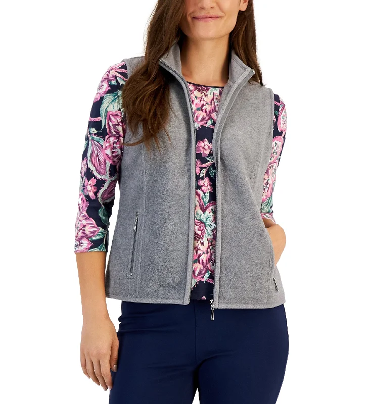 Karen Scott Petite Princess Seam Zeroproof Zip Front Vest Women's Business Blazer