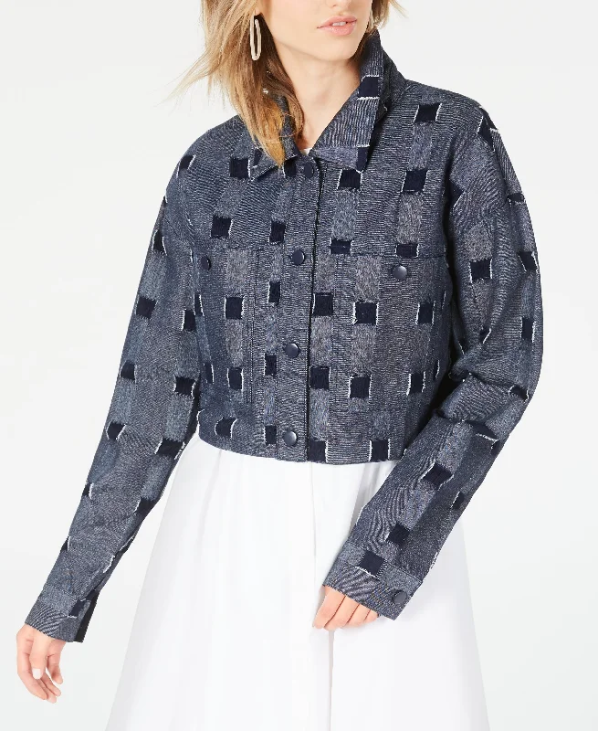Line Dot Cropped Checkered Jacket Women's Boutique Suit