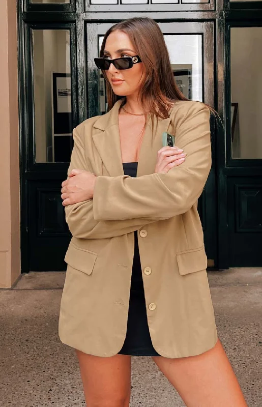 Logan Tan Oversized Blazer Women's Unique Blazer