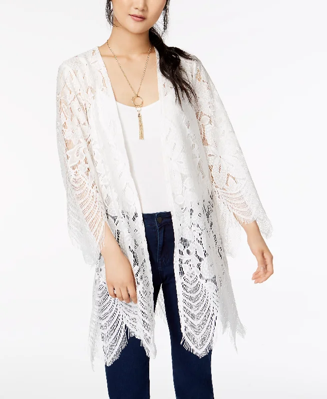Love Fire Juniors Scalloped Lace Kimono Women's Premium Blazer