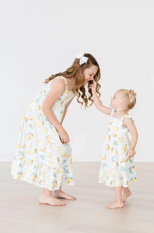 Lovely Lemons Ruffle Maxi Dress striped tank top
