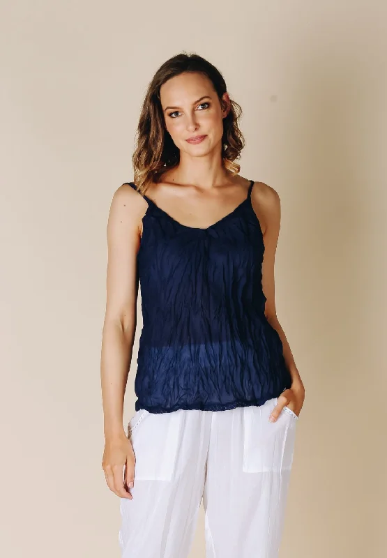 Lula Life - Ibiza Cami - NAVY Fleece-Lined Vest