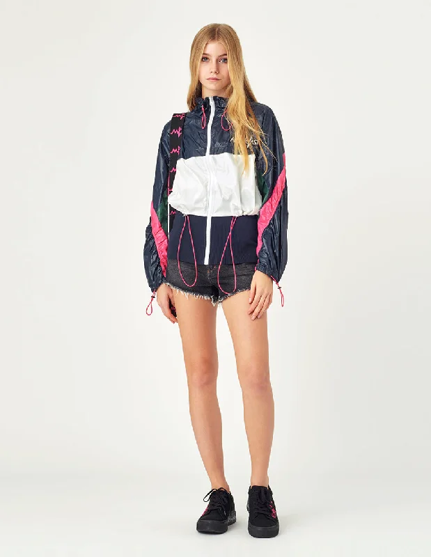 MARK FAST Embroidered Badge Colour Block Hooded Windbreaker Women's Daily Blazer