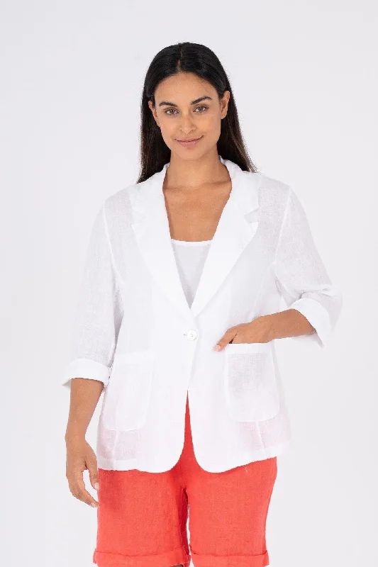 Made in Italy - 26-60668U Soft Linen Blazer Women's Leather Blazer
