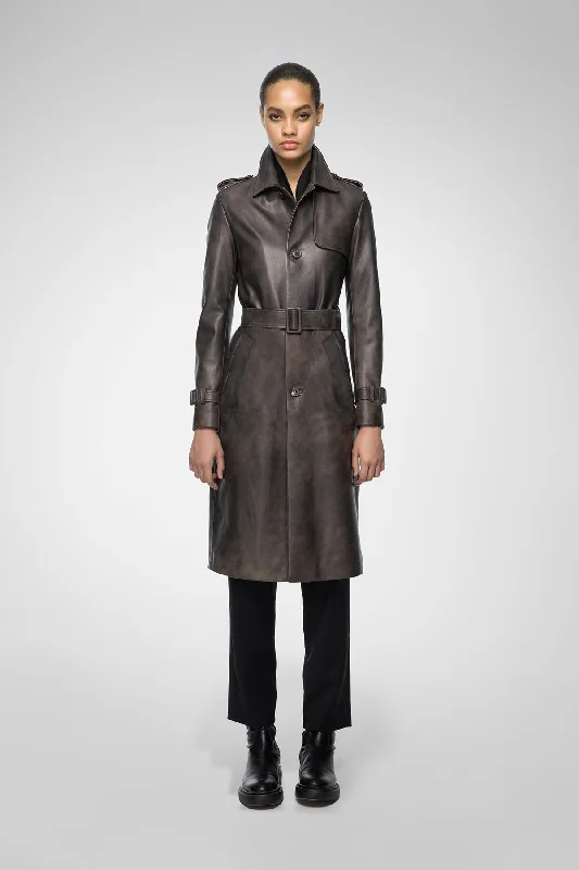 Madyson - Anthracite Leather Coat Trendy Soft-Touch Coat