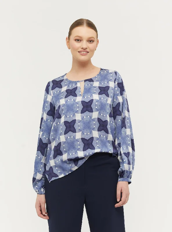 Mahalia Keyhole Top Drape Neck Blouse