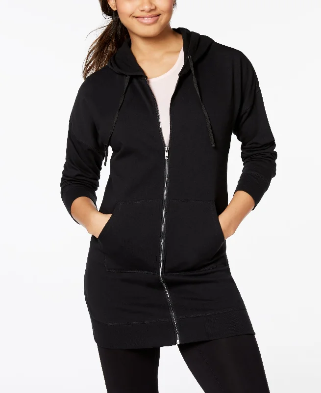 Material Girl Active Juniors Zip Front Lace Up Tunic Hoodie Women's Unique Blazer