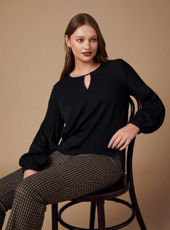 Mattia Keyhole Top Off-Shoulder Wrap Blouse