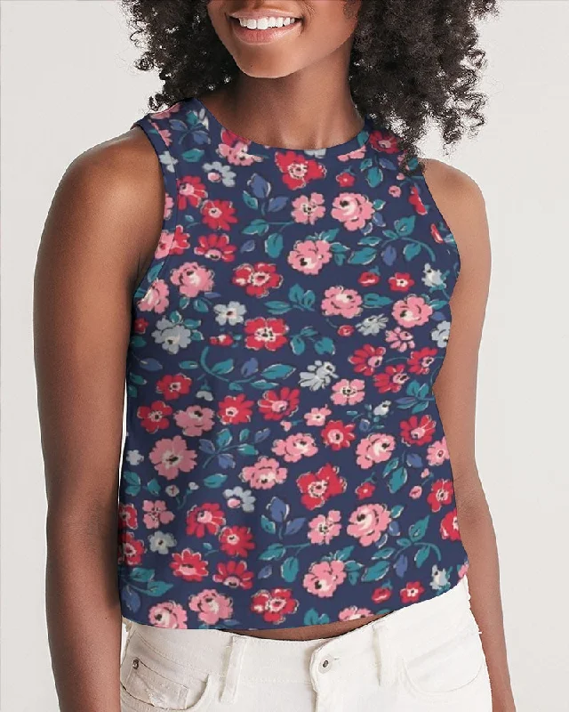 Midnight blue pretty glance.  Women's All-Over Print Cropped Tank Classic Tailored Vest