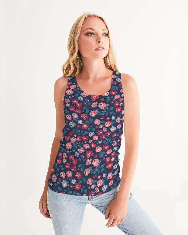 Midnight blue pretty glance.  Women's All-Over Print Tank Soft Ribbed Vest