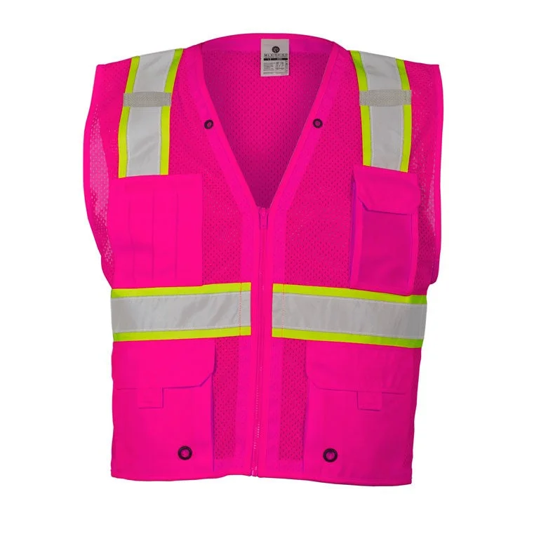 ML Kishigo Enhanced Visibility Heavy Duty Multi-Pocket Safety Vest (Safety Pink) mesh tank top