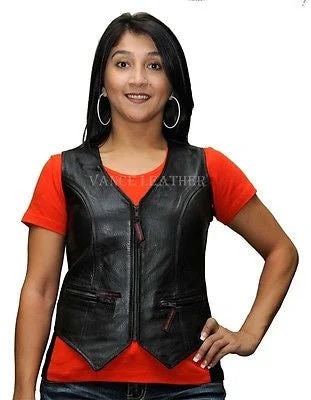 MOTORCYCLE LADIES LEATHER VEST WITH ZIPPERS NEW. COW HIDE WITH TWO ZIPPERS sequin tank top