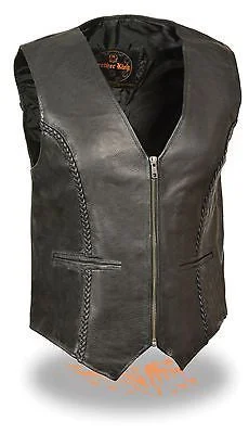 MOTORCYCLE LAMB SKIN  BRAIDED LADIES LEATHER VEST GREAT QUALITY VERY SOFT NEW summer tank top