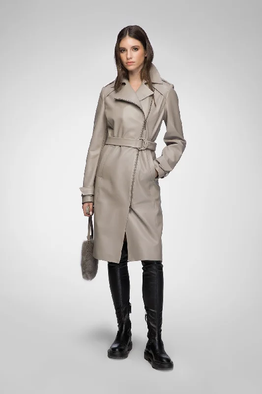 Catalina - Niobe Leather Coat Elegant Satin-Lined Coat
