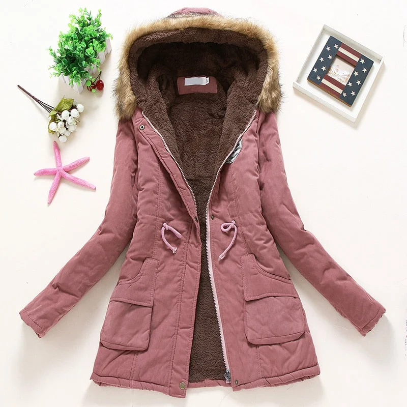 Overcoat Women Winter thick coat Warm Hooded Luxury Cashmere Overcoat