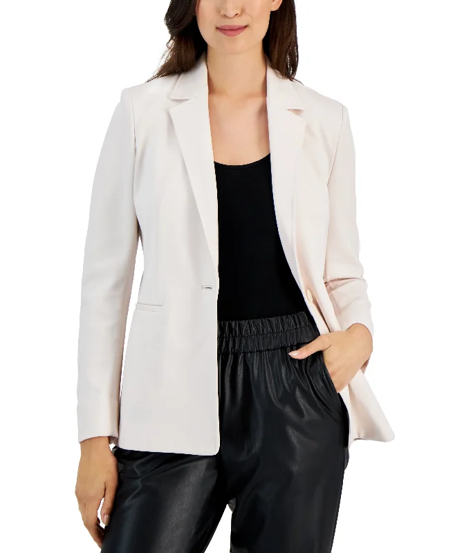 Petite Notched Collar One-Button Blazer Women's Luxurious Jacket