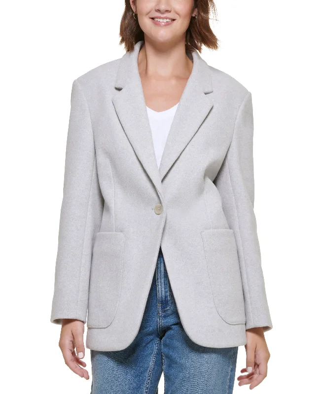Petite Oversized Drop-Shoulder Button Blazer Women's Vintage Suit