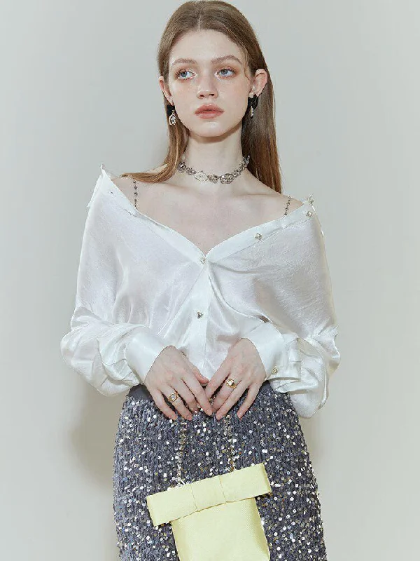 Pure Design Satin Blouse Collared Satin Blouse