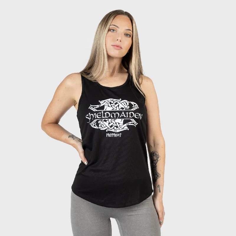 Gym Racerback Vest, Shieldmaiden, Black lace tank top