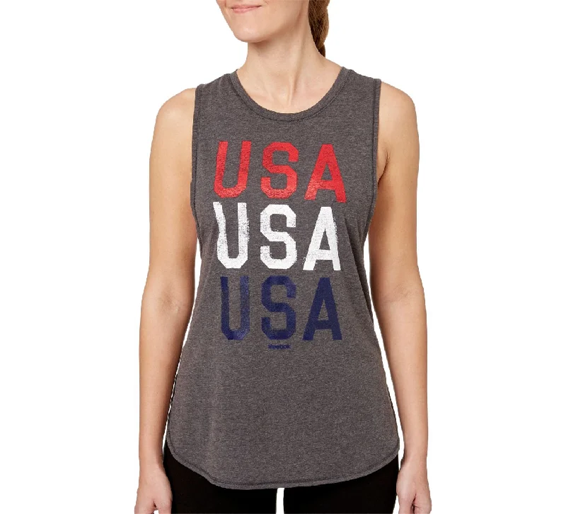Reebok Women's Drop Armhole Heather Graphic Tank Top grey tank top