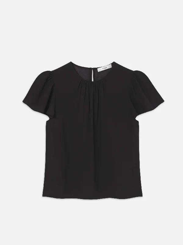 Ruffle Sleeve Blouse -- Black Boho Chic Blouse