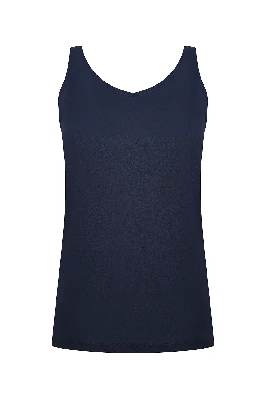 Scoop neck & V neck Cami | Navy | 7633TT Luxe Faux Fur Vest