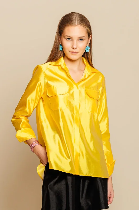 Shirt "NAPOLI SAFARI" / Luxury Silk Shantung Smart Casual Blouse