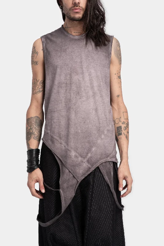 Sleeveless straps T-Shirt, Ash purple relaxed fit tank