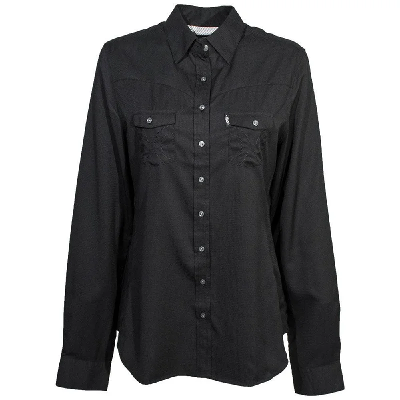 New! "Sol Competition" Ladies Black Long Sleeve Casual Relaxed Blouse