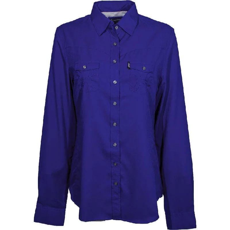 New! "Sol Competition" Ladies Royal Long Sleeve Vintage Polka Blouse