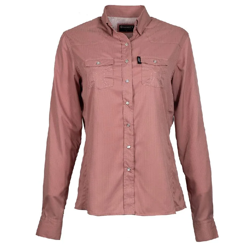 "Sol" Ladies Clay Long Sleeve Pearl Snap Shirt Chic Sleeveless Blouse