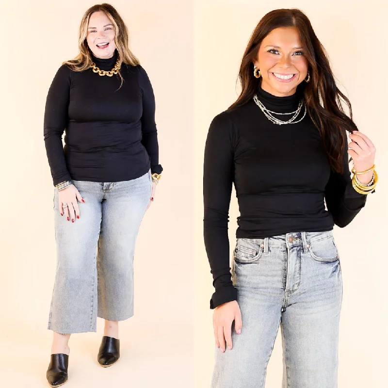 SPANX | Better Base Long Sleeve Turtleneck in Very Black Elegant Peplum Blouse
