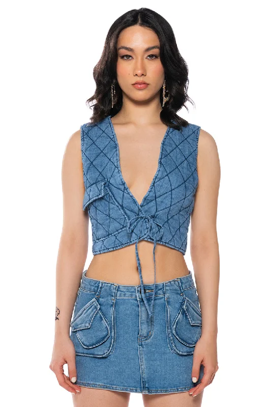 SPRING IN THE HAMPTONS DENIM VEST Tailored Business Vest