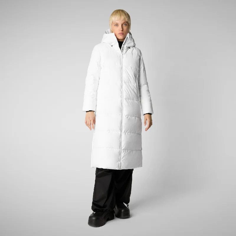 Women's Hooded Parka Missy in White Soft Textured Coat
