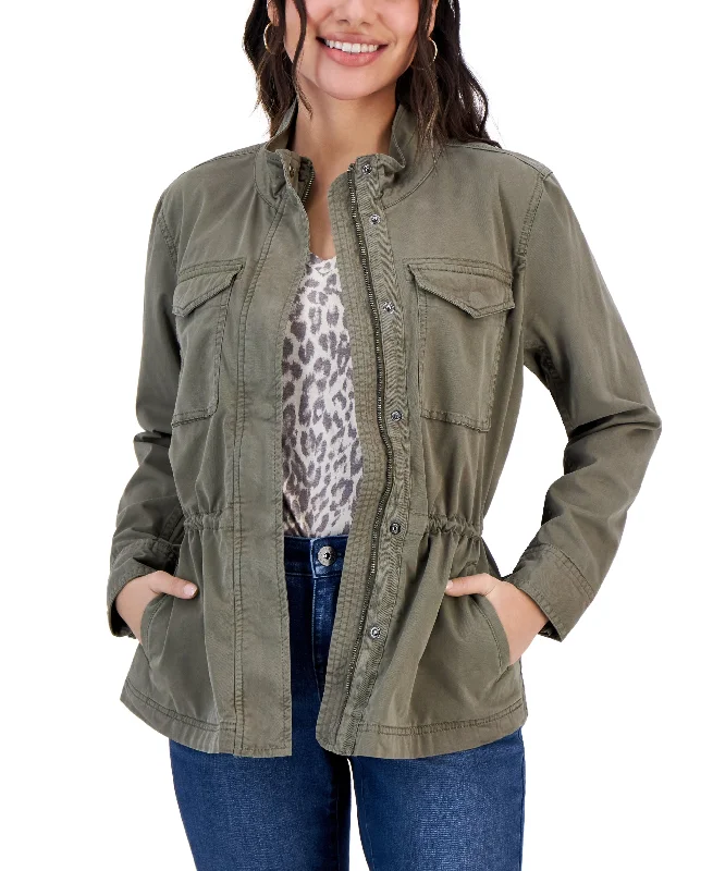 Style & Co Petite Cotton Utility Jacket Women's Leather Blazer